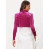 INSPIRE CHIC Women's Long Sleeve Lapel Collar Velvet Open Front Cropped Cardigan - 3 of 4