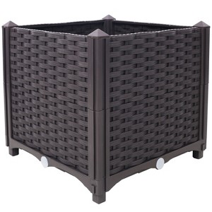 Grungis Square Planters for Outdoor Plants,Deep Raised Plastic Planter Boxes with Self-Watering Design for Vegetables Flowers Herbs - 1 of 4