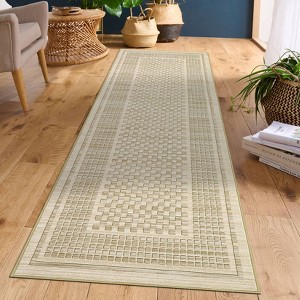 Checkered Washable Area Rugs Modern Floor Mats with Non-Slip Backing - 1 of 4