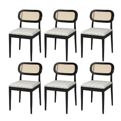 Hartmut Modern Ratten Dining Chair Set of 2 with Solid Wood Legs |ARTFUL LIVING DESIGN