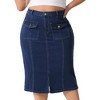 Agnes Orinda Women's Plus High Waist Patch Pockets Denim Skirts - 2 of 4