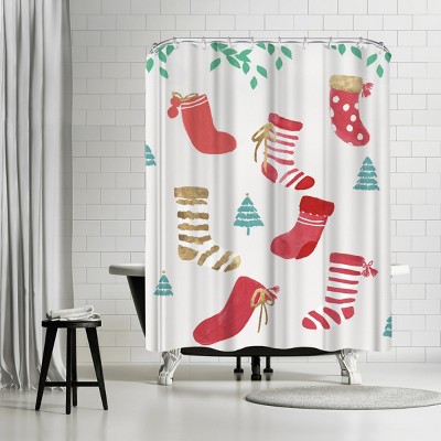 Christmas Stockings Pattern I by PI Creative Holiday Collection Shower Curtain - Americanflat