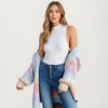 Anna-Kaci Women's Long Sleeve Soft Knit Open Front Cardigan with Ribbed Texture, Relaxed Draped Fit and Cozy Balloon Sleeves - 2 of 4
