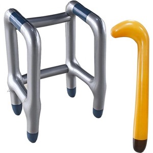Inflatable Walker and Cane 2 Pcs Set - Old Man Costume Accessories for 100th Day of School Costume Prop for Kids & Adults - 1 of 4