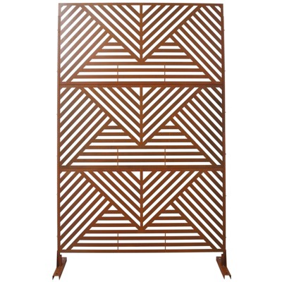 DSVIMOY Outdoor & Indoor Privacy Screen, Freestanding Decorative Privacy Screen for Deck Balcony Patio, Rust Red, 48"*76"*16"