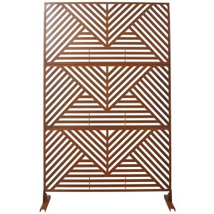 DSVIMOY Outdoor & Indoor Privacy Screen, Freestanding Decorative Privacy Screen for Deck Balcony Patio, Rust Red, 48"*76"*16" - 1 of 4