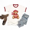 Valentine Teddy Bear Beanie - Women's Ringer Graphic T-Shirt - 3 of 4
