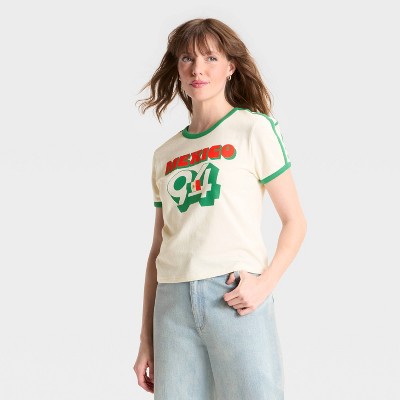 Women's Mexico Short Sleeve Graphic Baby T-Shirt - Cream