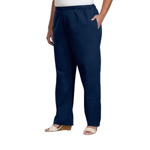 Women's Relaxed Leg Stretch Cotton Twill Pants - Plus - On The Plus Side - 1 of 3