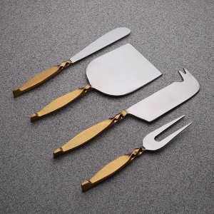 Inox Artisans Twisted Urban Vintage Gold Cheese Knife 4 Pc. Set - 1 of 4