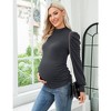 WhizMax Women's Knit Ribbed Maternity Top Mock Neck Long Sleeve Shirts Pregnant Ruched Tunic Pullover Sweater - 2 of 3