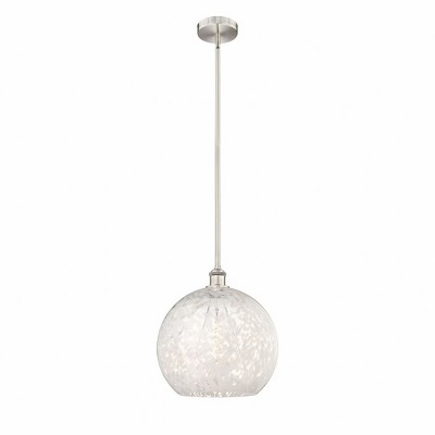 White Mouchette - 1 Light Stem Hung Pendant In Modern Style-16.13 Inches Tall and 13.75 Inches Wide