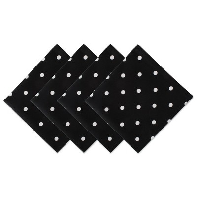 Design Imports  Polka Dot Printed Napkin Set 4 Piece, Black/White, 18X18"