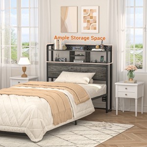 Besiost Storage Headboard with Led Lights & Charging Station - 1 of 4