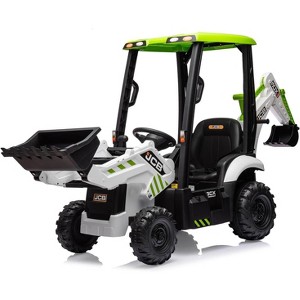 TackView 4 in 1 JCB Ride On Excavator, 12V Kids Excavator Ride On Toy with Remote Control & Front Loader & Digger - 1 of 4
