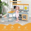 Infans Mud Kitchen with Kids Picnic Table Built-in Bench Blackboard Water Box Sink - 3 of 4