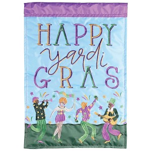 Dicksons Magnolia Garden Outdoor Flag Decoration For Garden, Yard, Or Walkway Standard 13 x 18, Weather Resistant Polyester, Happy Yardi Gras - 1 of 2