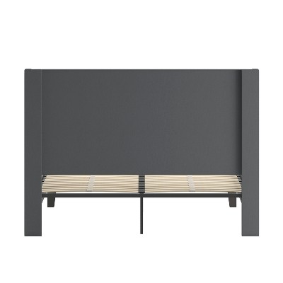Elegant Dark Gray Queen Upholstered Bed with Nailhead Trim