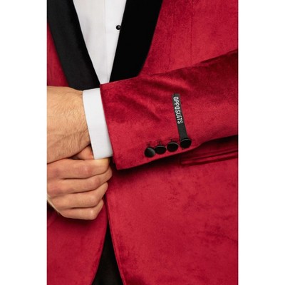 OppoSuits Deluxe Men's Dinner Jacket - Tuxedo Suit Blazer - Burgundy Red - Size 42 — фото 5