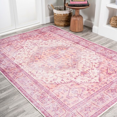 Alacati Medallion Red and Cream Flat Woven Synthetic Area Rug