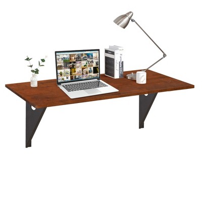 Costway 40''x14'' Wall-Mounted Desk Rubber Wood Dining Table Space Saving