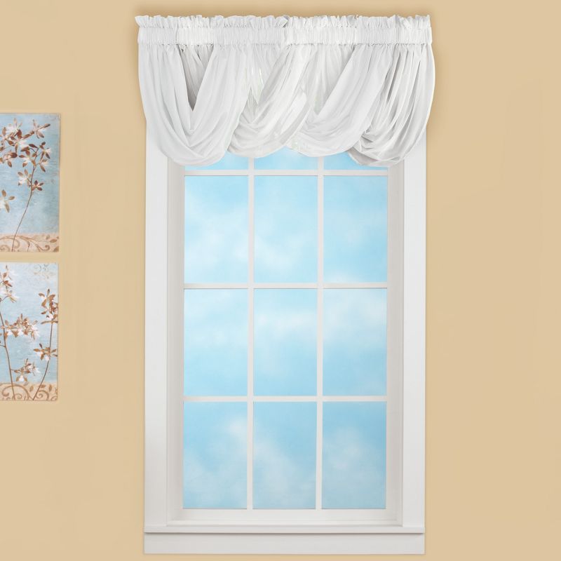 Collections Etc Scoop Two-Piece Rod Pocket Solid-Colored Sheer Valances for Windows, Decorative Accent and Added Privacy for Any Room in, 2 of 5