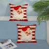 Lomsoe 2pcs Red & White Striped Christmas Pillow Covers Vintage Santa Claus, Holly & Snowflake Cases, Farmhouse Holiday Decor. - 4 of 4