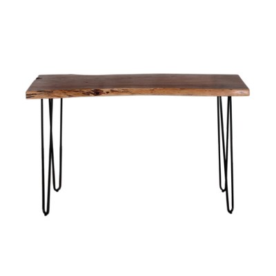 Natural Live Edge Acacia Wood and Metal Hairpin Console Table
