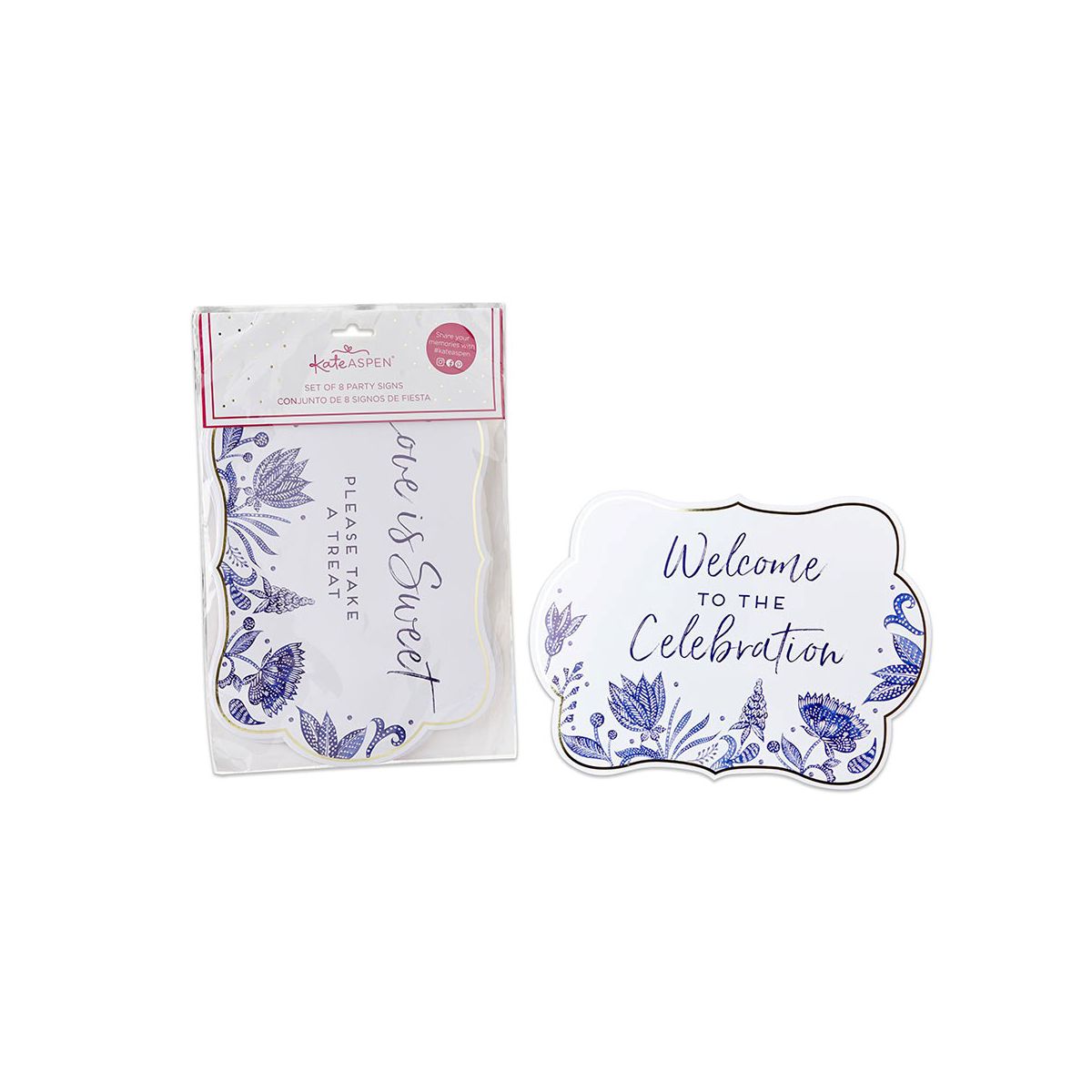 Kate Aspen Blue Willow Decor Sign Kit (Set of 8) | 28539NA