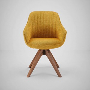 Art Leon Comfortable Fabric Swivel Accent Chair with Solid Oak Wood Legs - 1 of 3
