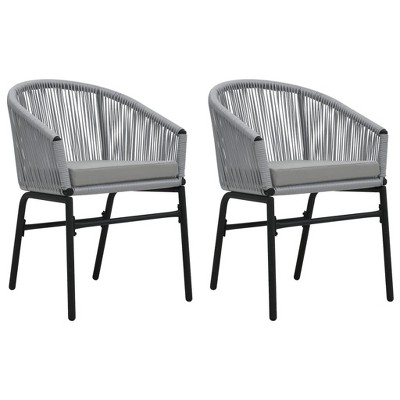vidaXL Set of 2 Anthracite PE Rattan Patio Chairs with Cushions - Weather Resistant Outdoor Seating Furniture with Powder-Coated Iron Frame Product