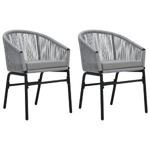 vidaXL Set of 2 Anthracite PE Rattan Patio Chairs with Cushions - Weather Resistant Outdoor Seating Furniture with Powder-Coated Iron Frame Product - 1 of 4