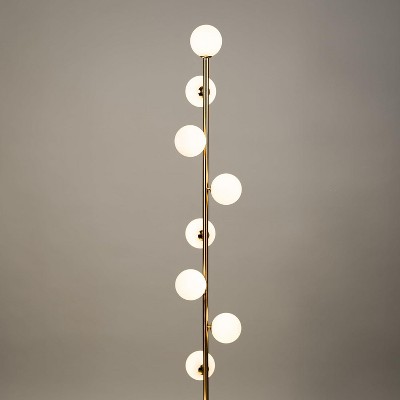 Aurelia Gold 65" Cordless Floor Lamp with Frosted Glass Globes