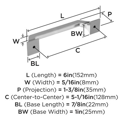 Exceed Polished Chrome 6" Cabinet Bar Pull