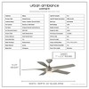 Urban Ambiance Luxury Transitional Ceiling Fan 14.25''H x 60''W,  Hand-Painted Silver Finish,  Albany Collection, UHP9371 - 3 of 4