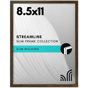 Americanflat Thin Picture Frame in Walnut with Shatter Resistant Glass Horizontal and Vertical Formats for Wall & Tabletop - Picture Size 8.5x11" - 1 of 4