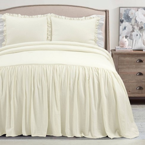 3pc King Ella Lace Ruffle Bedspread Set White - Lush Décor : Target