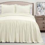 3pc Belgian Flax Prewashed Linen Rich Cotton Blend Bedspread Set - Lush Décor
