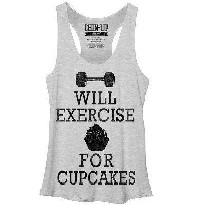 Women's CHIN UP Cupcake Racerback Tank Top - White Heather - X Large