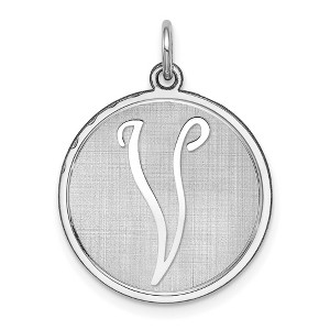 Black Bow Jewelry Sterling Silver, Makayla Collection, 20mm Disc Initial V Pendant - 1 of 4