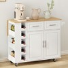 NicBex 2 Drawer Rolling Kitchen Island Cart with 2 Door Cabinet and Rack,Kitchen Island on Wheels with Spice Rack,Island Table for Kitchen,White - 4 of 4