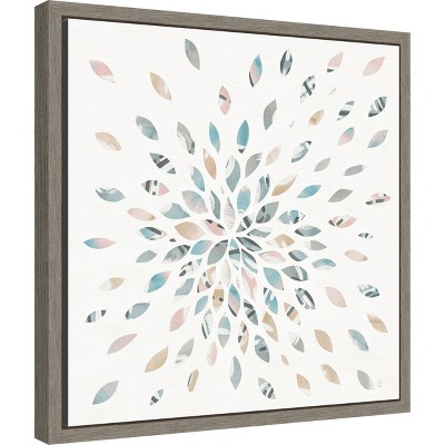 16" x 16" Pastel Floral Canvas Print with Gray Frame