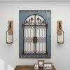 Wood Scroll Window Pane Inspired Wall Decor with Metal Fleur De Lis Relief Blue - Olivia & May - 4 of 4