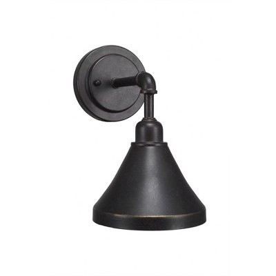 Toltec Lighting Vintage 1 - Light Sconce in  Dark Granite with 7'' Dark Granite Cone Metal Shade Shade