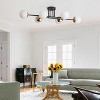 Dewdrop Modern 6-Light Semi Flush Mount Ceiling Light, Black and Gold Sputnik Chandelier with Globe Glass Shades for Living Room Bedroom Dining Room - 2 of 4