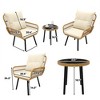 3 Piece Outdoor Wicker Patio Bistro Set, Rattan Conversation Set with Glass Top Coffee Table and Cushioned Chairs - 2 of 4