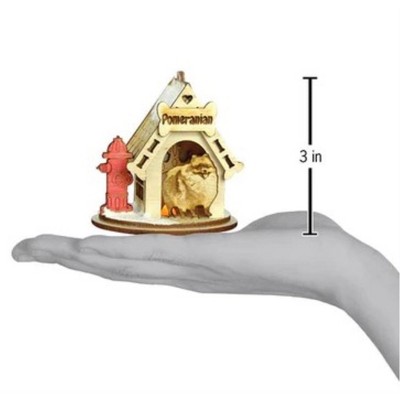 Pomeranian Doghouse Wooden Christmas Tree Ornament