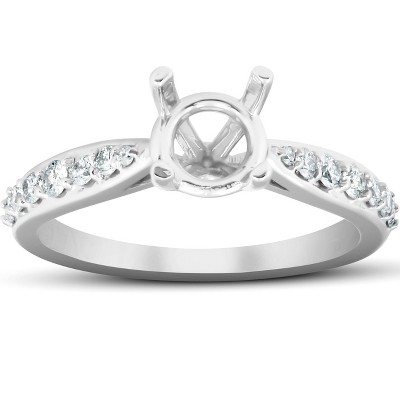 Pompeii3 1/3 Ct Diamond Engagement Ring Semi Mount Tapered Setting 14k White Gold