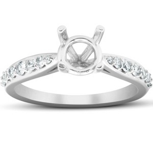 Pompeii3 1/3 Ct Diamond Engagement Ring Semi Mount Tapered Setting 14k White Gold - 1 of 4