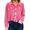 Women's Acid Wash Waffle Knit Crop Shacket - ZENANA - 2 of 2